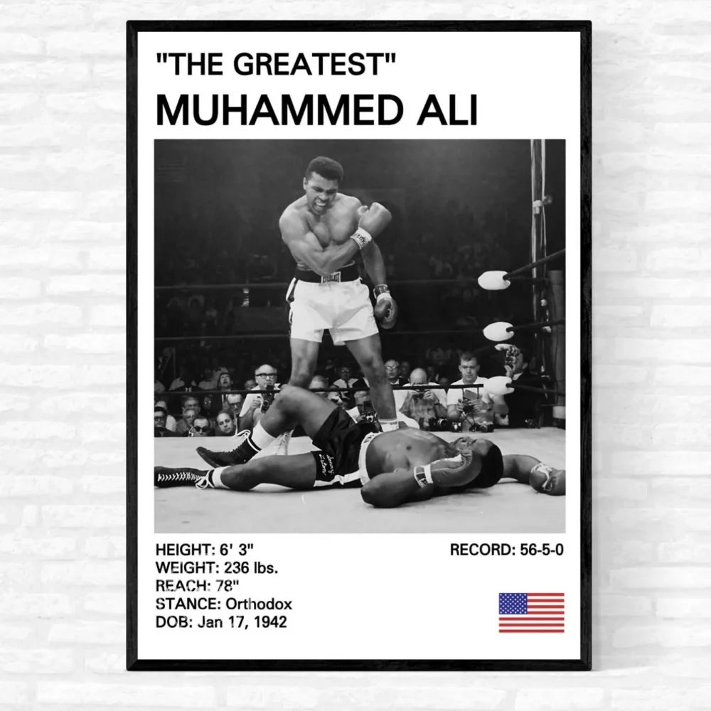 Black and White Boxing Legends Posters Canvas Painting Mike Tyson Poster Picture Living Room Wall Art Home Decor Prints Mural