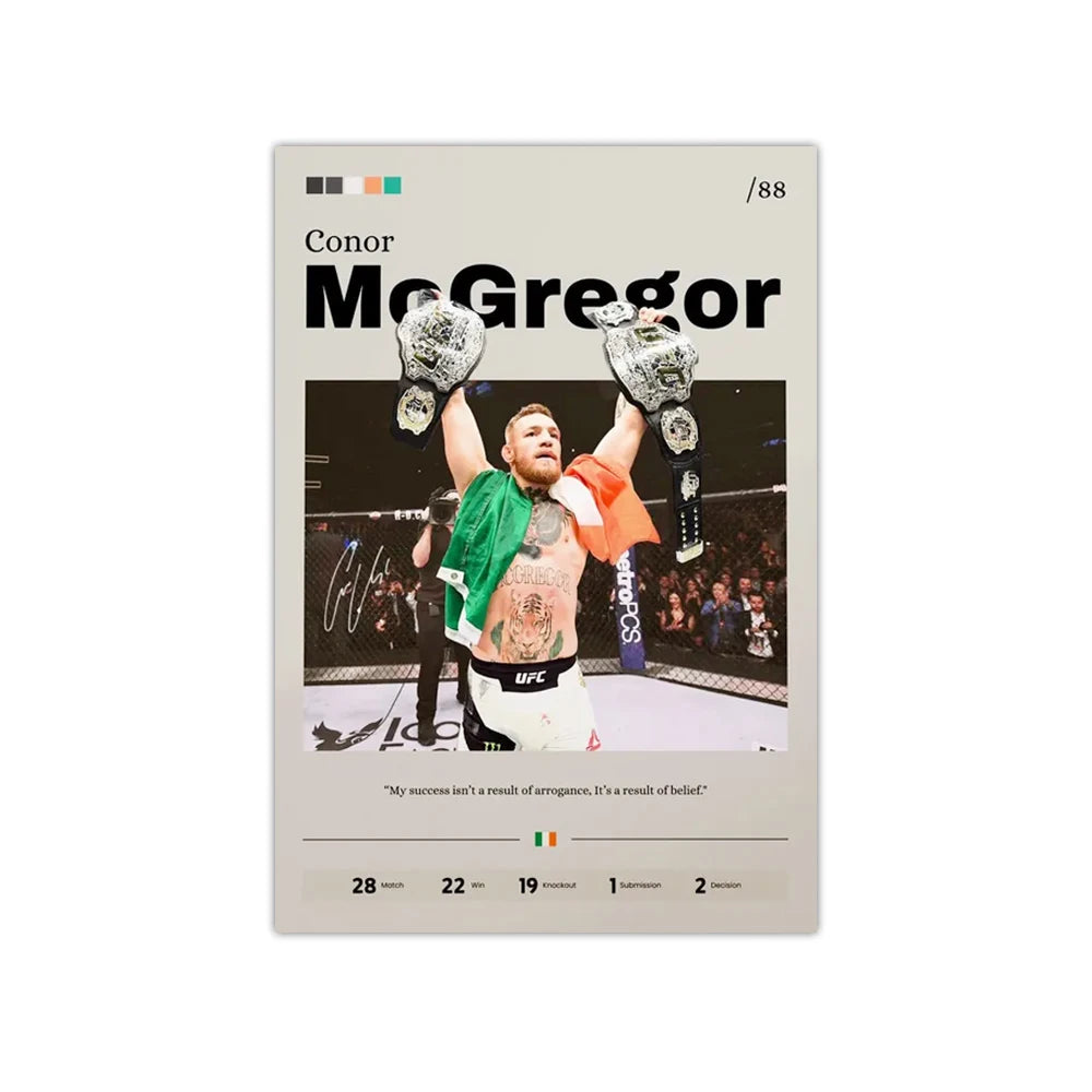 1PC Frameless Vintage UFC Fighter Sports Posters Canvas Painting Mixed Martial Wall Art for Home Living Room Bedroom Gym Decor