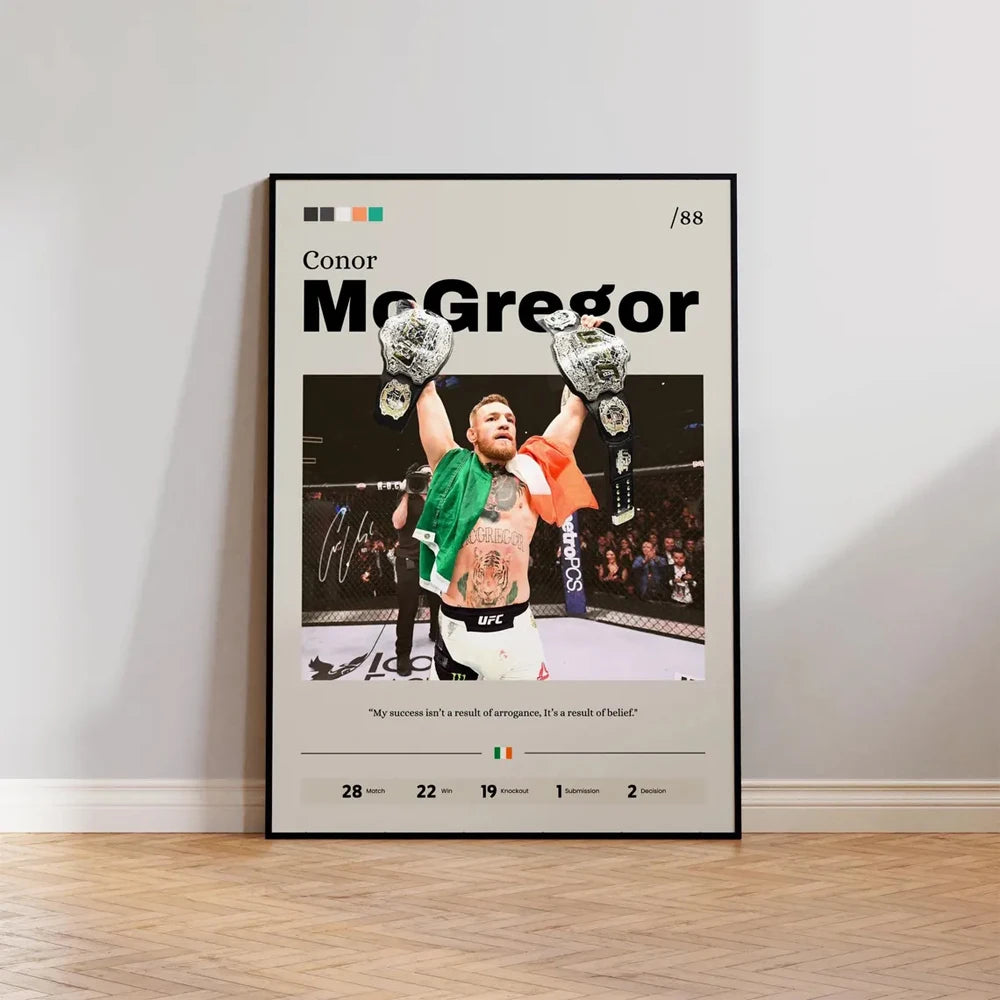 1PC Frameless Vintage UFC Fighter Sports Posters Canvas Painting Mixed Martial Wall Art for Home Living Room Bedroom Gym Decor