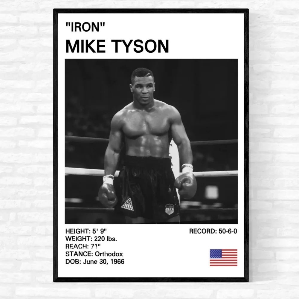 Black and White Boxing Legends Posters Canvas Painting Mike Tyson Poster Picture Living Room Wall Art Home Decor Prints Mural
