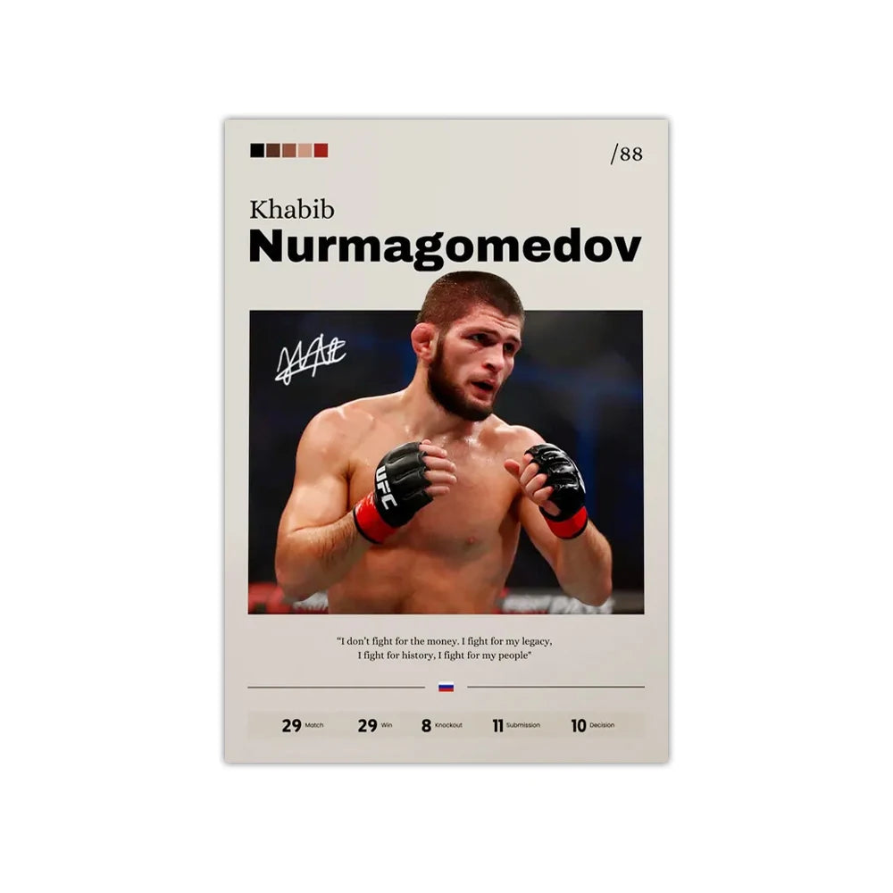 1PC Frameless Vintage UFC Fighter Sports Posters Canvas Painting Mixed Martial Wall Art for Home Living Room Bedroom Gym Decor